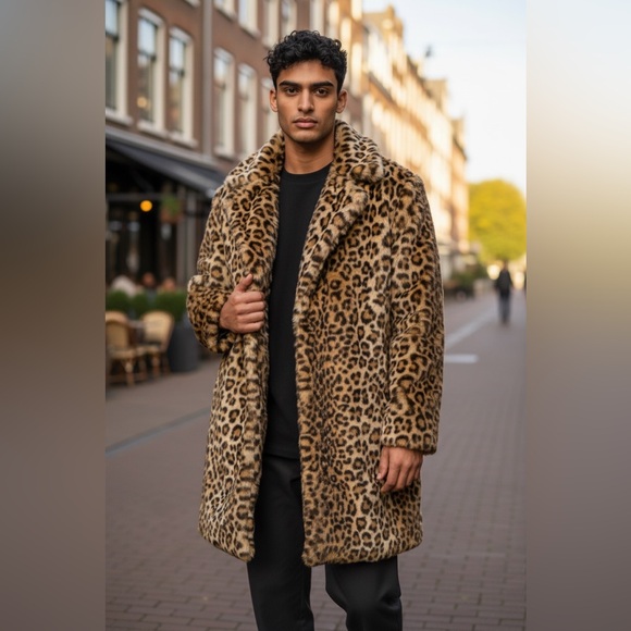 Calvin Klein Vintage Leopard Faux Fur Statement Coat - Picture 2 of 7